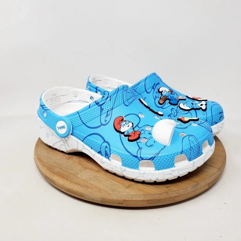 Crocs Smurfs Sandals Kids 2 Blue‎ Classic Clog Casual Boys Girls Shoes